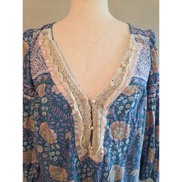 Free People Women's Tunic SZ Small Boho Floral - Picture 3 of 7